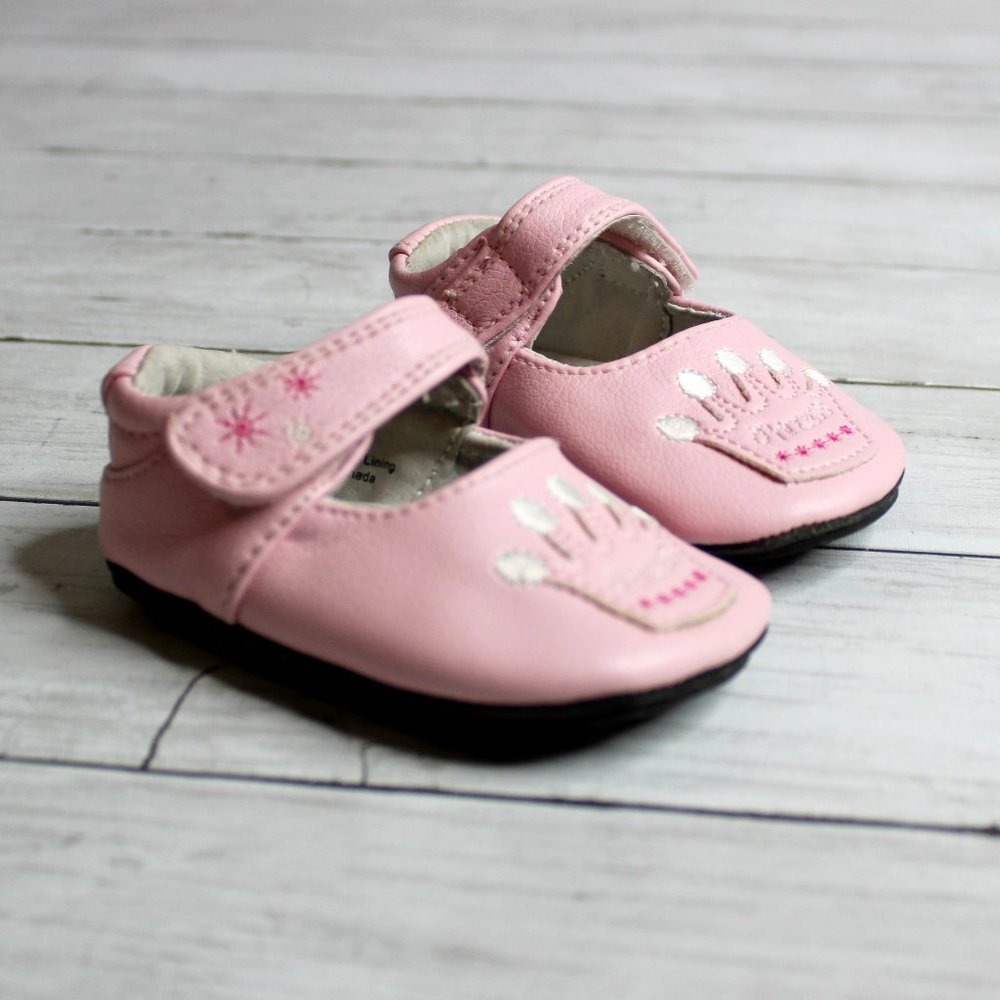 Jack & Lily Baby Girl's Pink Leather Crib Shoes Size 6-12 Months Princess